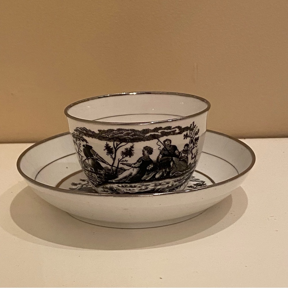 Antique Black BAT Lusterware Cup And Saucer
